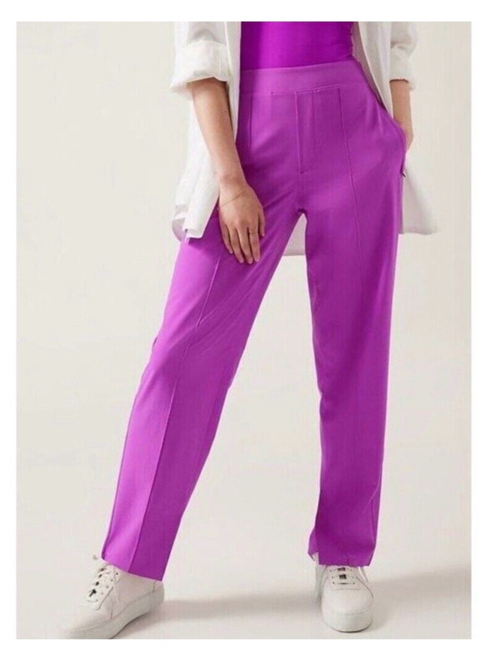 Athleta Vienna Slim Pants 18 Jazzy Purple Tapered Split Hem Travel Stretch